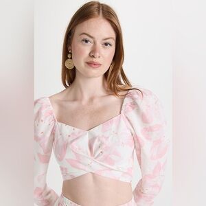 Something Navy Pink Floral Crop Top